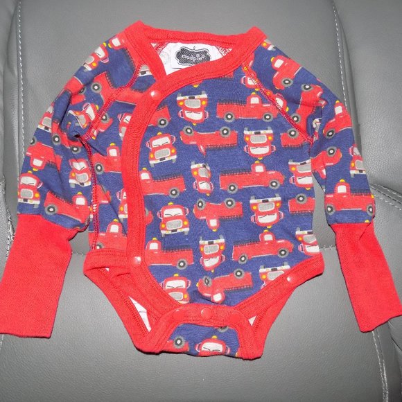 Mud Pie Fire Truck Theme Snap Tee Once Piece Size 0-3 Months Boy's EUC - Picture 1 of 3